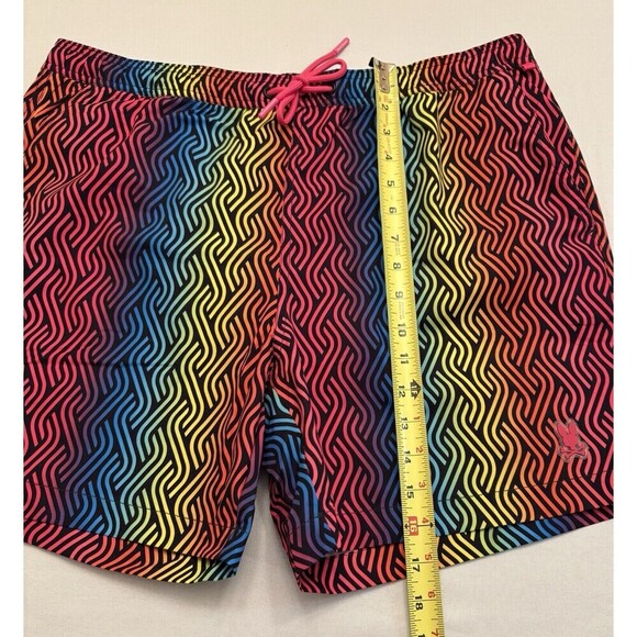 PSYCHO BUNNY Sugar Grove AOP Swim Trunks Men Large Magenta Storm Colorful Beach - Picture 13 of 13
